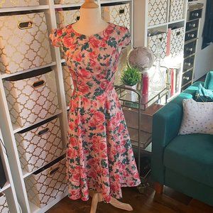 Hearts & Roses Women's Floral Print Cherry Blossom Dress Pink Size 4